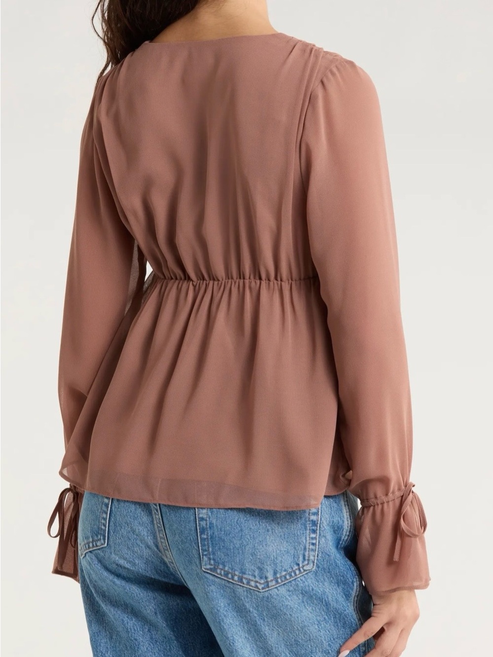 Open Edit Babydoll Chiffon Top in Brown Topaz - Picture 3 of 6